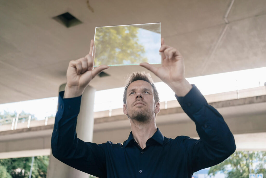 man with mirror